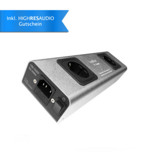 IsoTek V5 Gemini 2-Fach Netzfilter silber mit Ein-Aus Schalter und System Link Ausgang