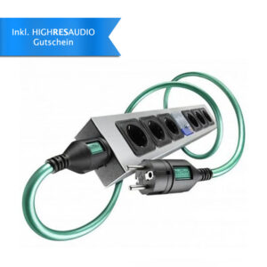 IsoTek V5 Polaris 6-Fach Netzfilter mit Anschlusskabel Initium 1,5m, C13, Ein-Aus Schalter und System Link Ausgang